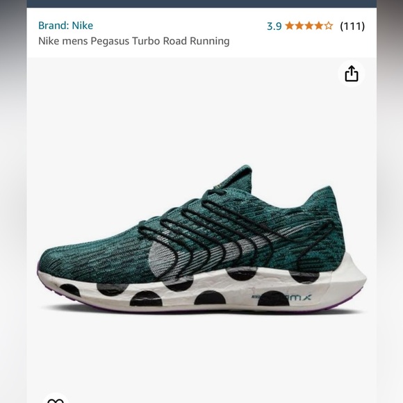 NIKE Zoom Flyknit Pegasus Turbo Road Running Shoes Teal Polka Dot Men’s 12 - Picture 10 of 10